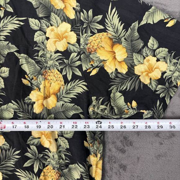 Tommy Bahama Mens XXL Floral 100% Silk Short Sleeve Hawaiian Shirt Black Yellow - Picture 6 of 7